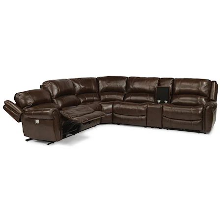 Power Reclining 4 Seat Console Sectional with Power Headrests